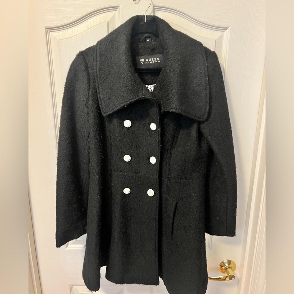GUESS Women's Black Pea Coat.